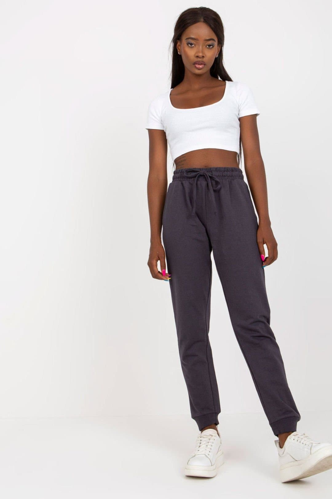 Love Lace Love Lace Women's High Waisted Sweatpants with Elastic Waist Tie in Grey