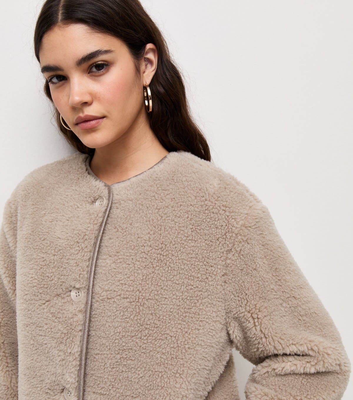 New Look Women's Mink Borg Button Through Jacket New Look