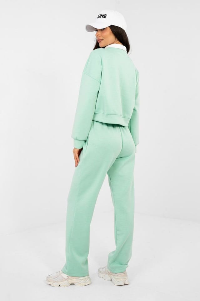 Love Lace Love Lace Women's Modern Embroidered Hoodie & Jogger Set in Green - 3