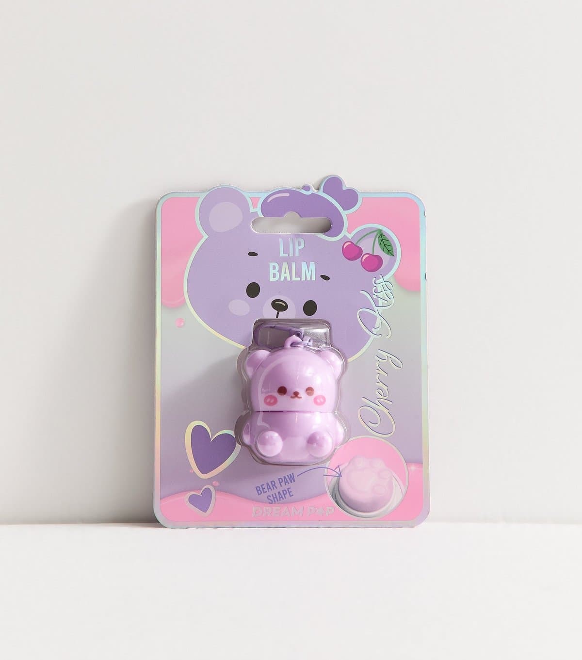 New Look Purple Cherry Kiss Bear Lip Balm Keyring New Look