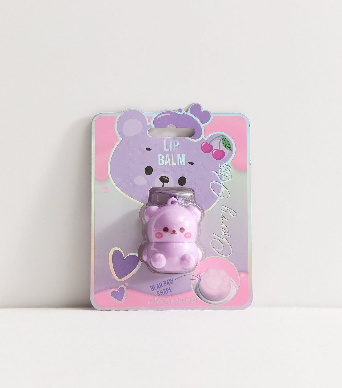 New Look Purple Cherry Kiss Bear Lip Balm Keyring New Look - 1
