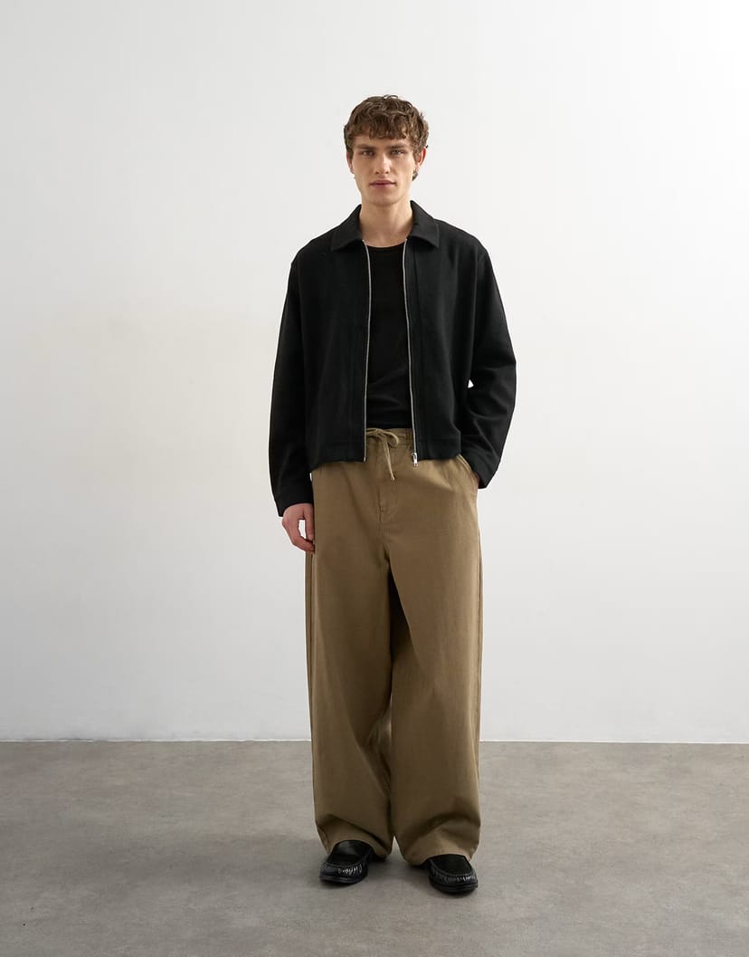 ASOS Topman baggy fit herringbone trousers in khaki - 1