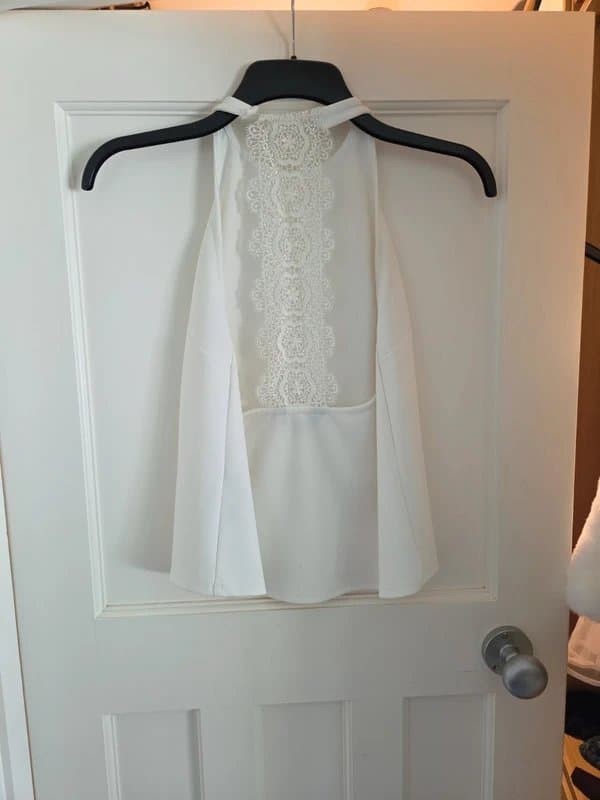 New Look Lace , open back white top size 10 new look
