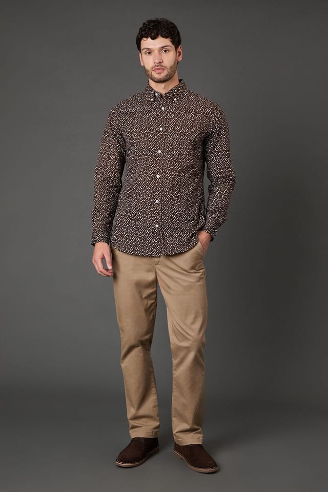 Maine Maine Men's Black Smudge Floral Print Long Sleeve Shirt - 3