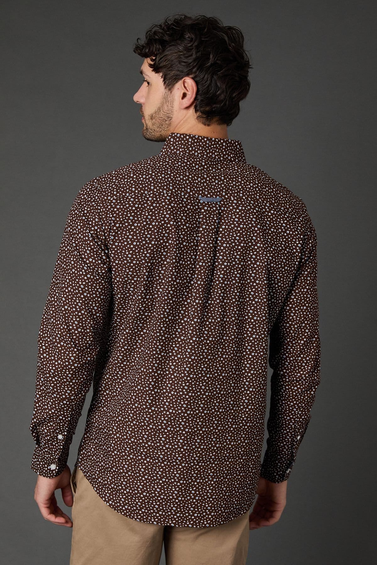 Maine Maine Men's Black Smudge Floral Print Long Sleeve Shirt - 4