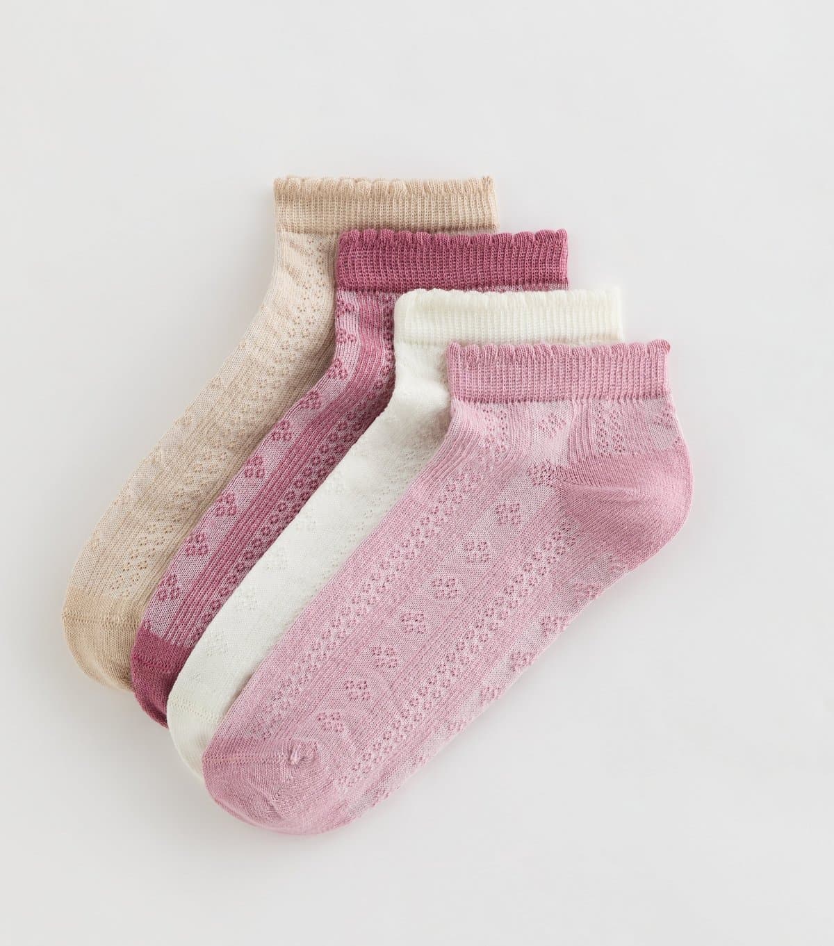 New Look Pack of 4 Pink Pointelle Trainer Socks New Look