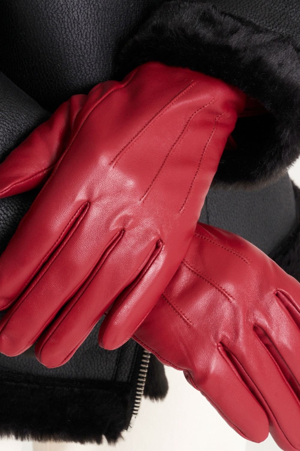 Barneys Originals Barneys Originals Women's Gift Boxed Red Leather Gloves - 3