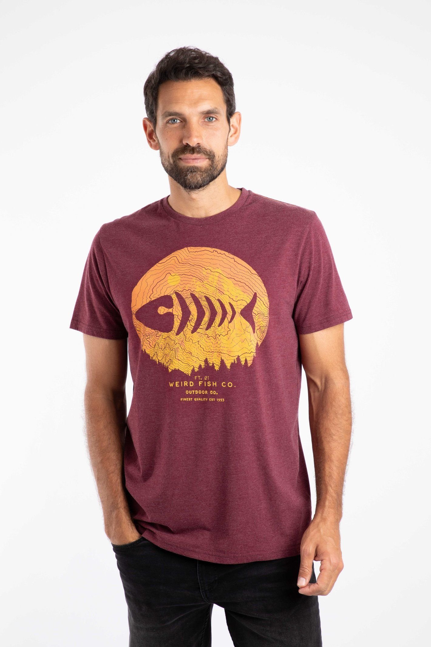 Weird Fish Weird Fish Men's Explorer Front Print Graphic T-Shirt in Aubergine - 4