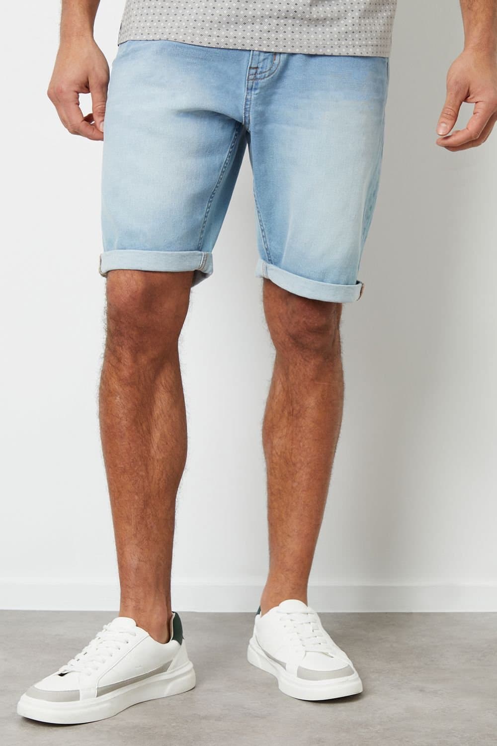 Threadbare Threadbare Light Blue Denim Turn Up Shorts