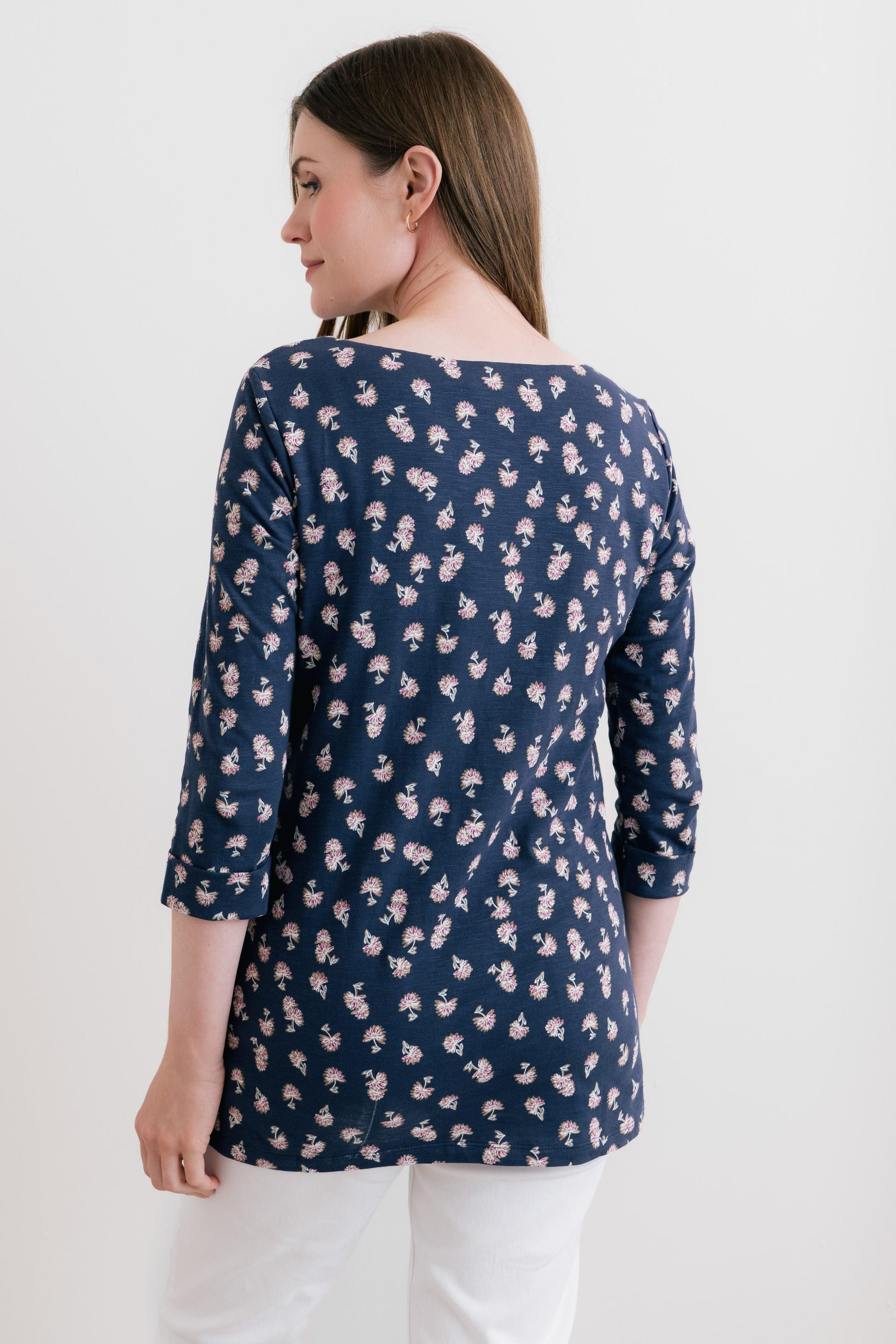 Lily & Me Lily & Me Women's Coastal 3/4 Sleeve Jersey Print Tunic in Navy - 4