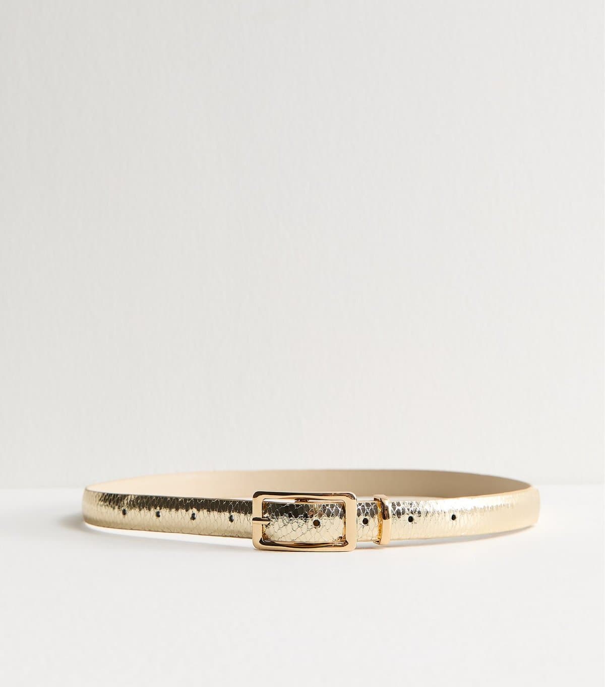 New Look Gold Tone Metallic Faux Snake Skinny Belt New Look