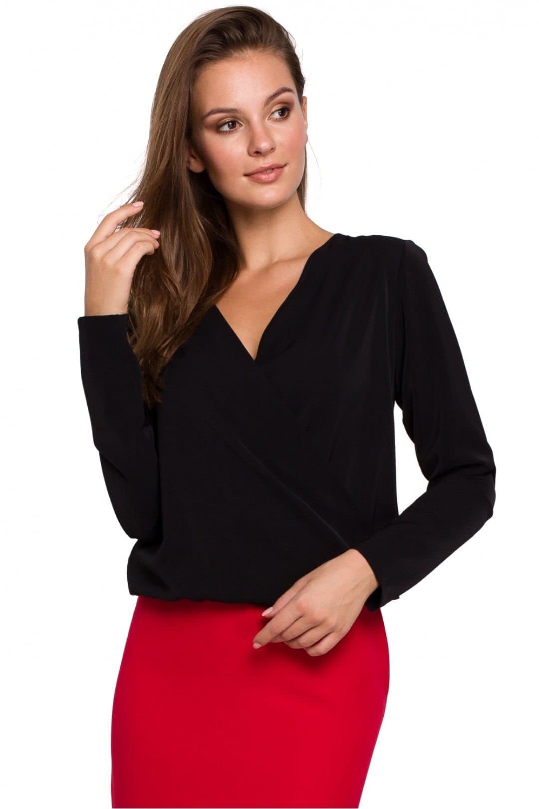 Love Lace Love Lace Women's Envelope Cut Light Fabric Blouse in Black