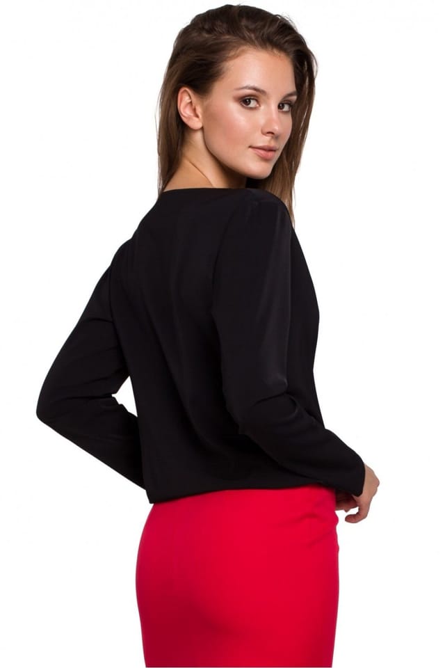 Love Lace Love Lace Women's Envelope Cut Light Fabric Blouse in Black - 3