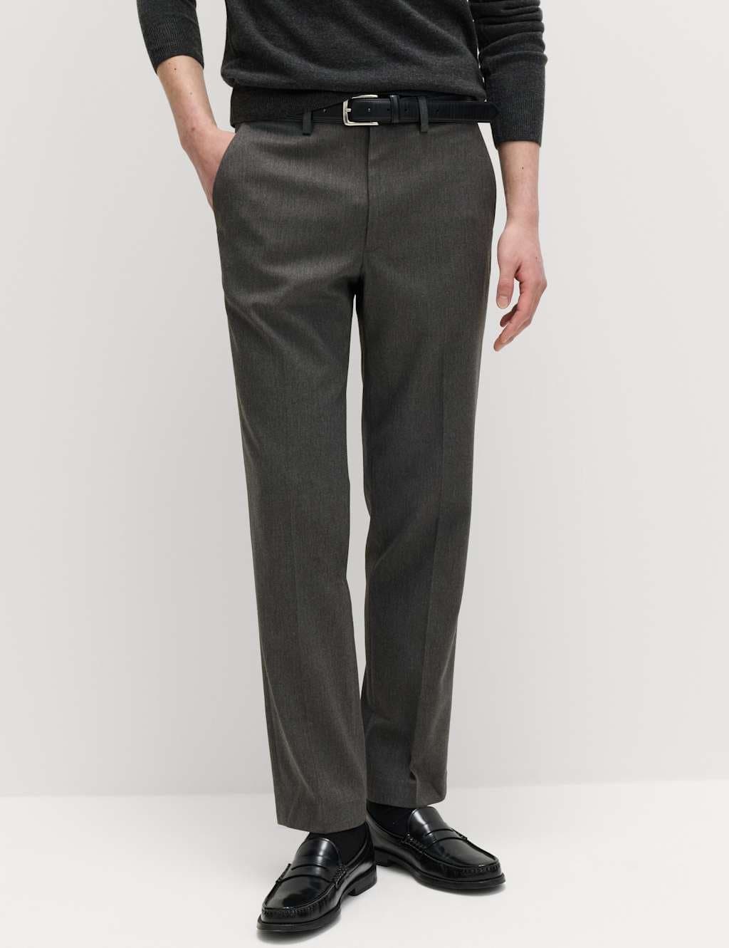 Marks & Spencer M&S Regular Fit Smart Stretch Trousers Charcoal