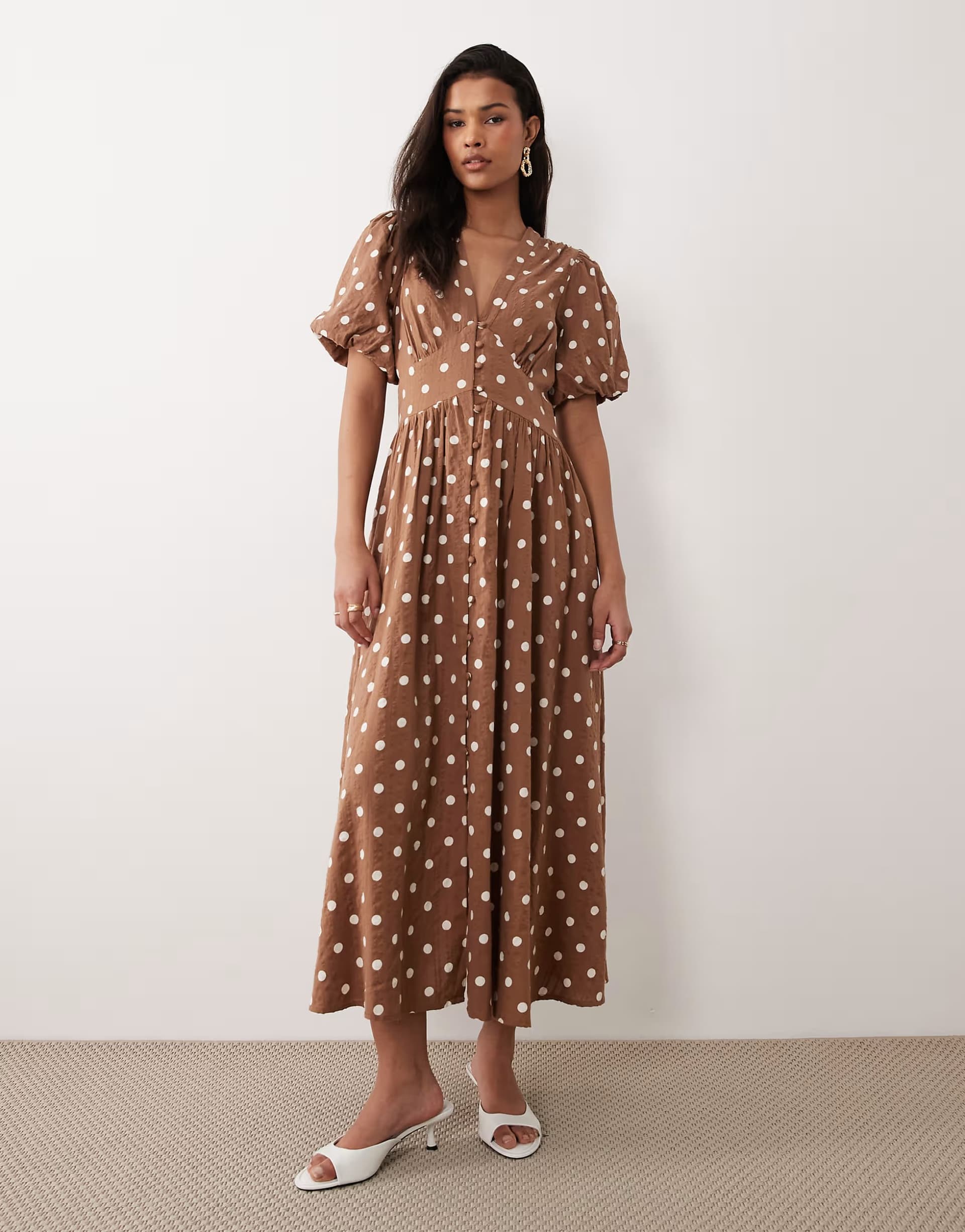 ASOS Nobody's Child Starlight midi dress in brown print