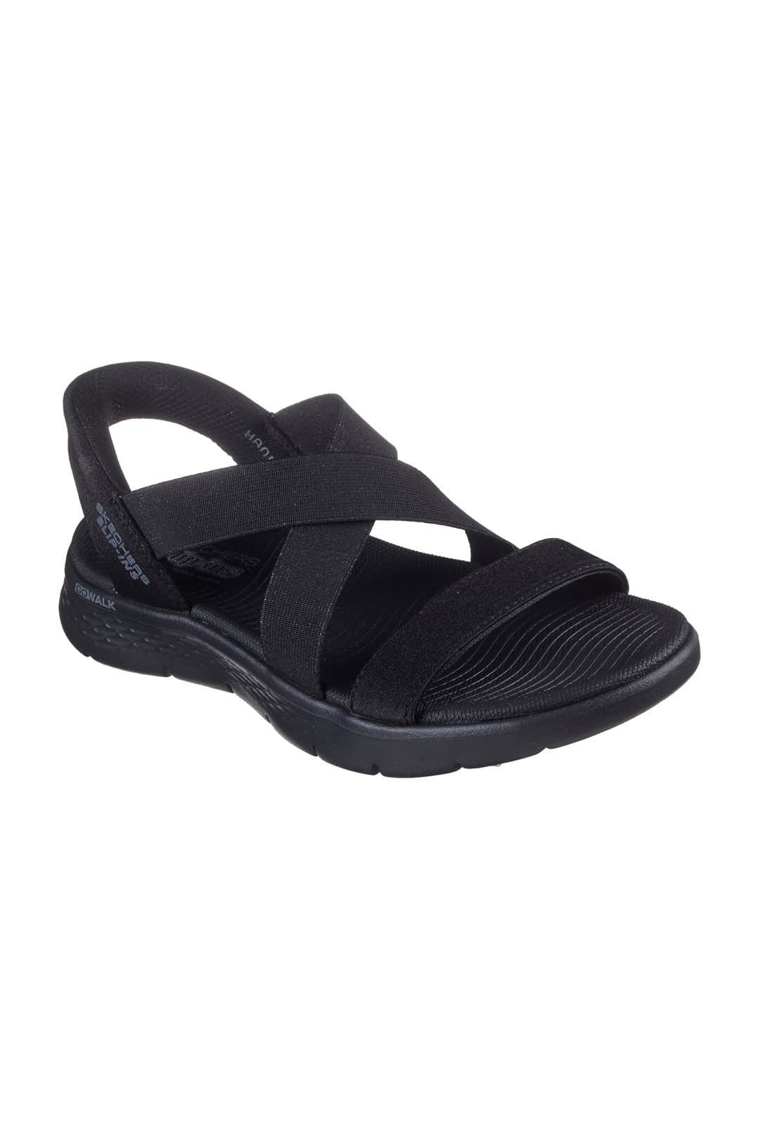 Skechers Skechers Women's GO WALK FLEX SANDAL Slip-Ins Sparkle Gore Cross Band Qtr Strap Sandal Black