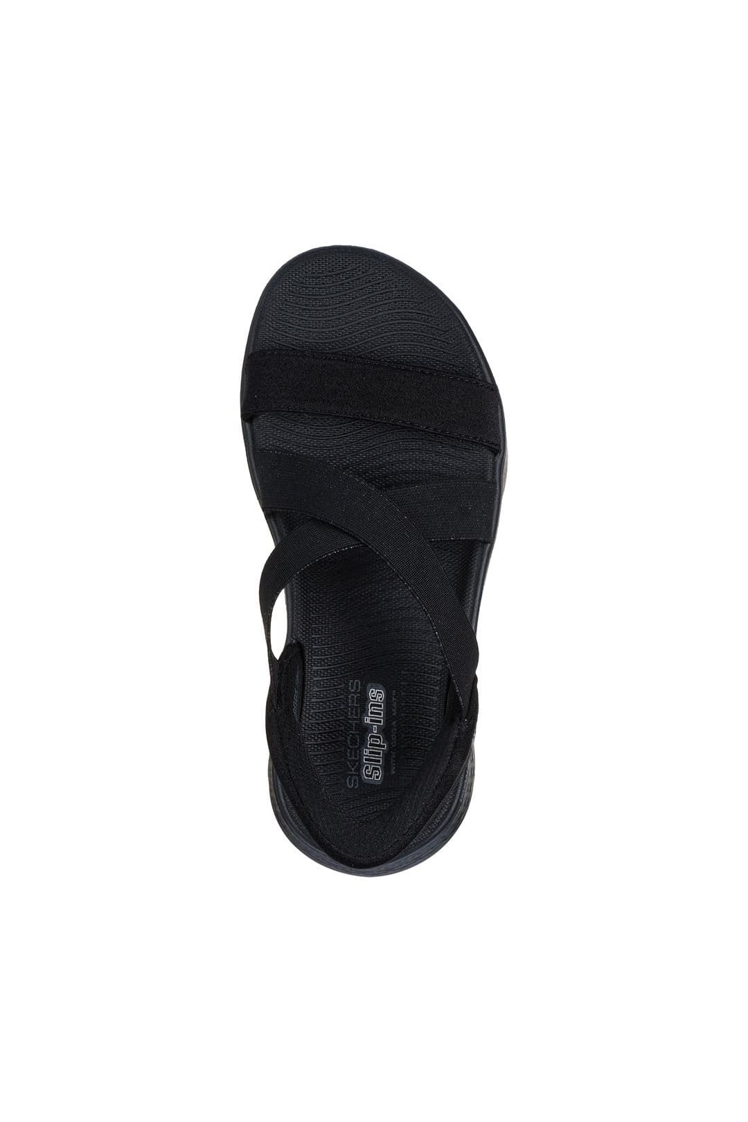 Skechers Skechers Women's GO WALK FLEX SANDAL Slip-Ins Sparkle Gore Cross Band Qtr Strap Sandal Black - 4