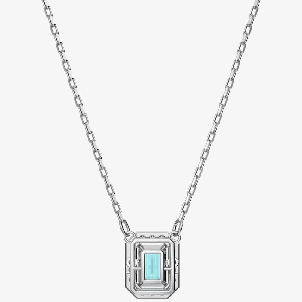 Swarovski Swarovski Women's Millenia Rhodium Plated Blue Octagon Necklace 5640289 in Silver - 4