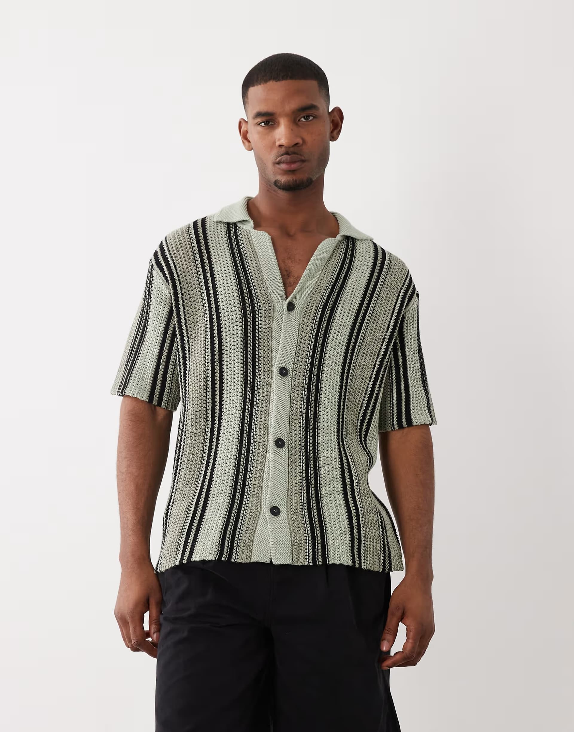ASOS HUGO Red oversized striped shirt in light green