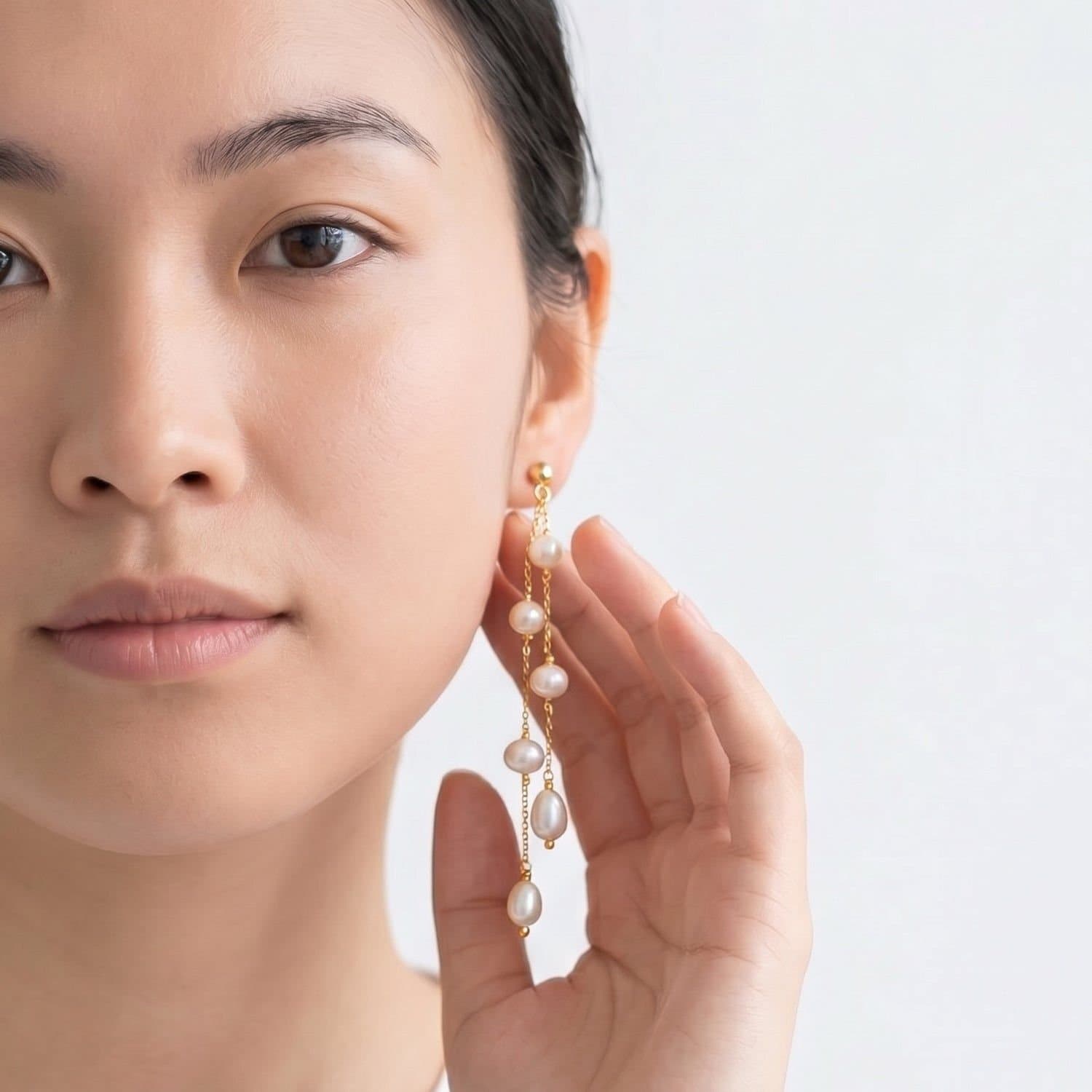 Gold Trip Gold Trip Gold Freshwater Pearl Double Drop Earrings