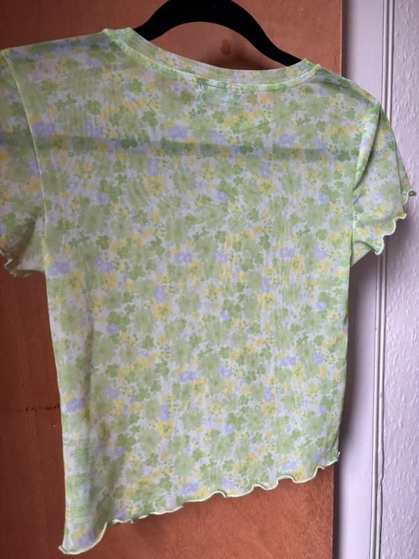ASOS Design Green floral mesh top size 8