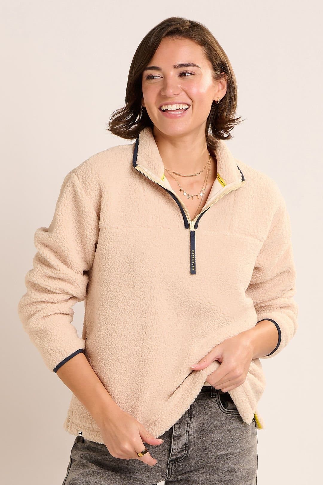 Brakeburn Brakeburn Women's WEY QUARTER ZIP SWEATSHIRT in Cream