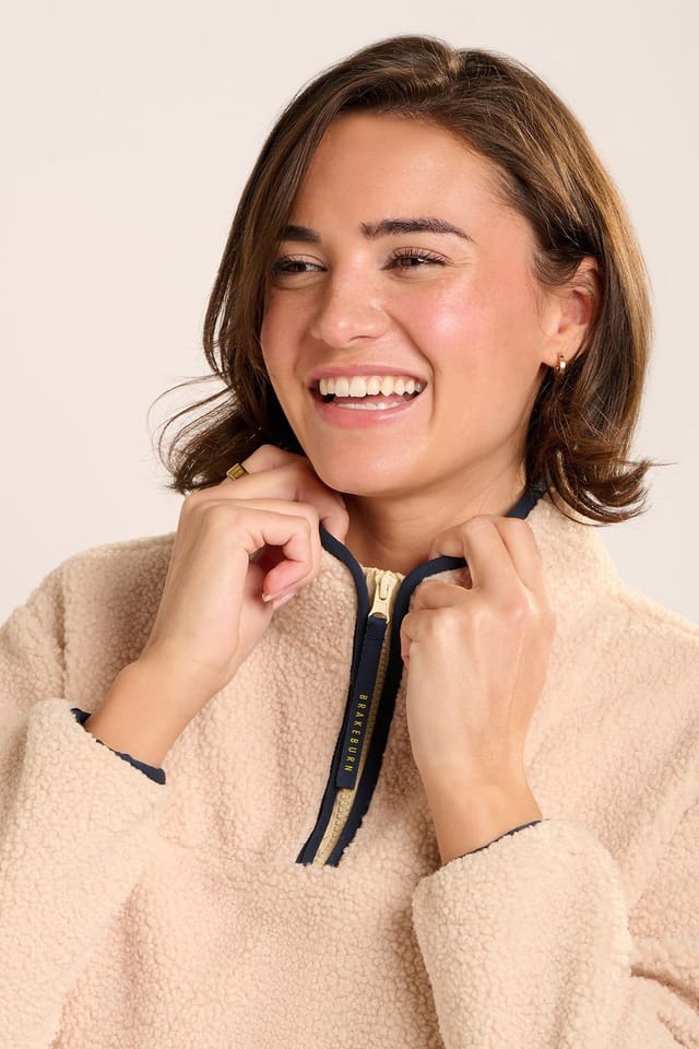 Brakeburn Brakeburn Women's WEY QUARTER ZIP SWEATSHIRT in Cream - 3