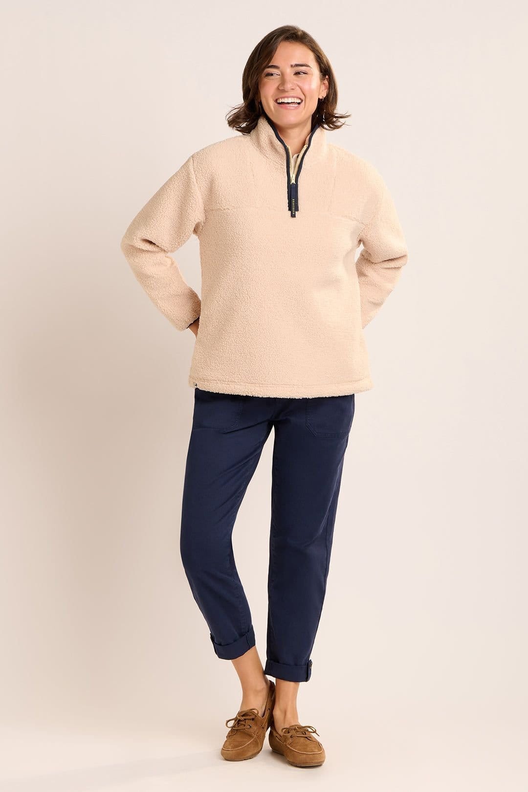 Brakeburn Brakeburn Women's WEY QUARTER ZIP SWEATSHIRT in Cream - 4
