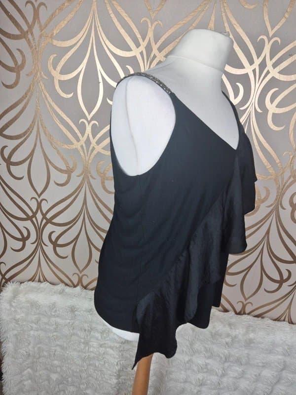 Next Next 1 sparkle strap 1 shoulder satin frill top size 18