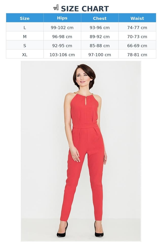 Love Lace Love Lace Women's Jumpsuit with Chain Neckline in Red - 3