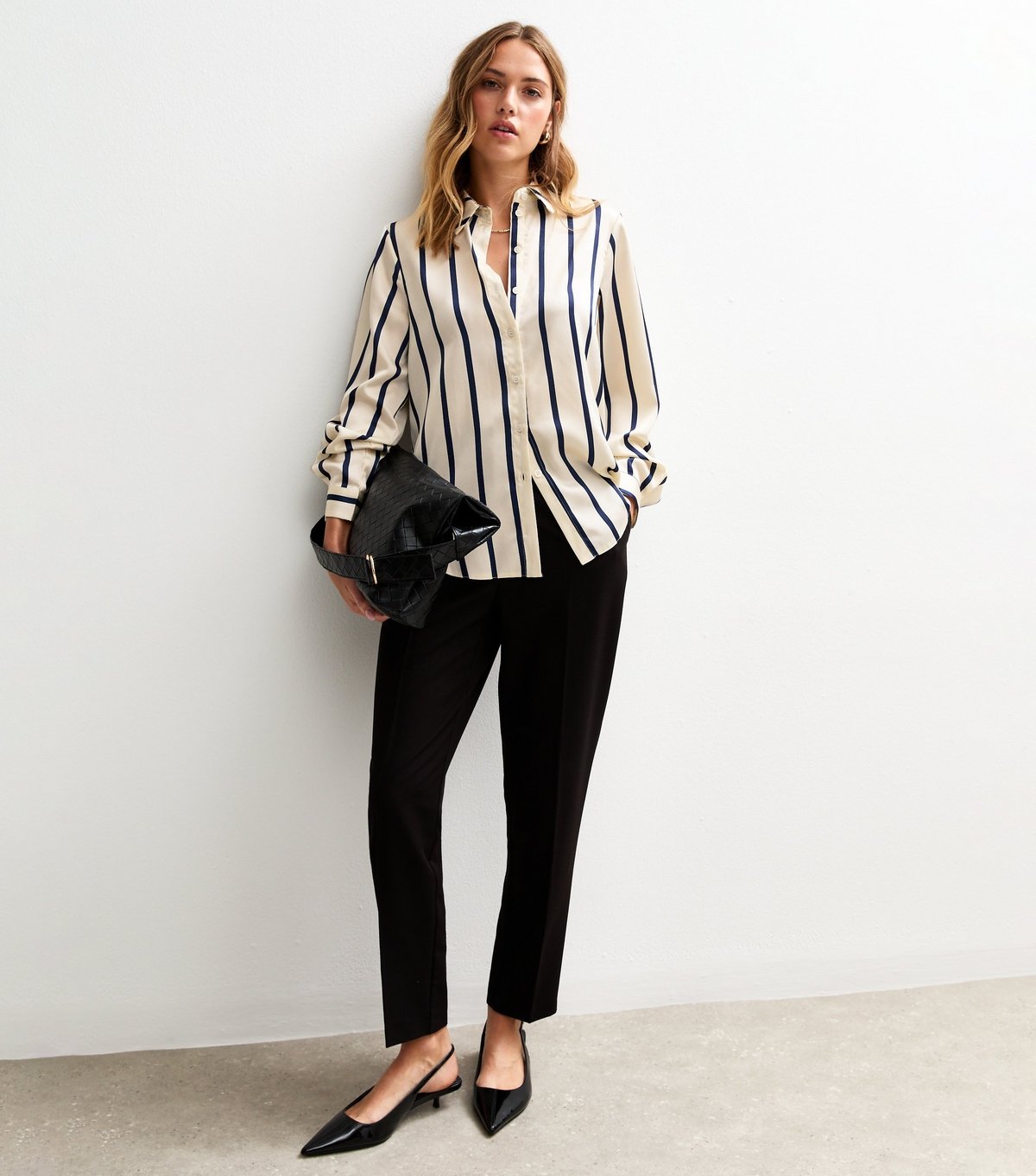 Gini London Women's Navy Striped Loose Fit Shirt Gini London New Look - 4