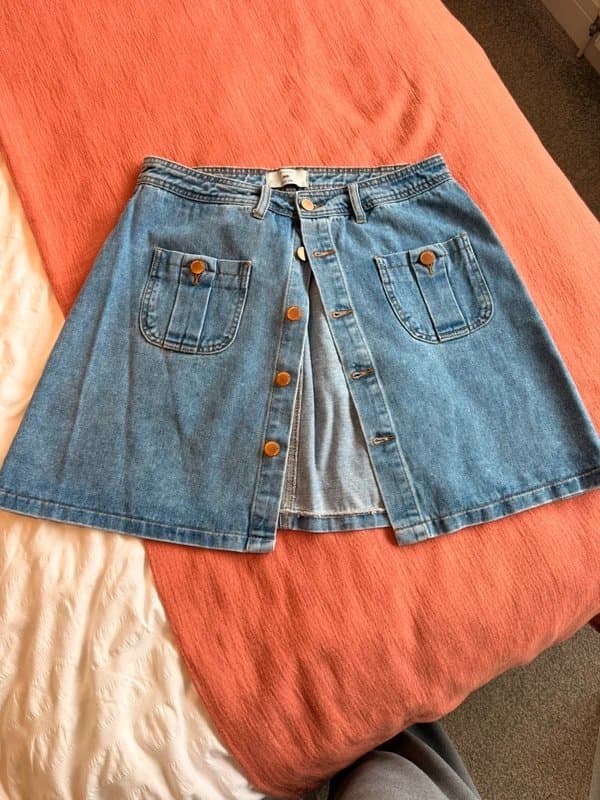 New Look New Look Mini Denim Button Front Skirt UK 14