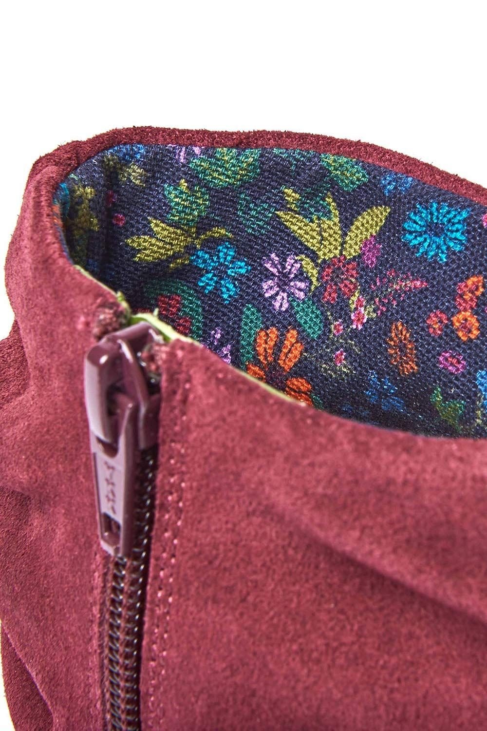 Moshulu Moshulu Women's 'Taylor 3' Heeled Suede Ankle Boots in Dark Red - 4