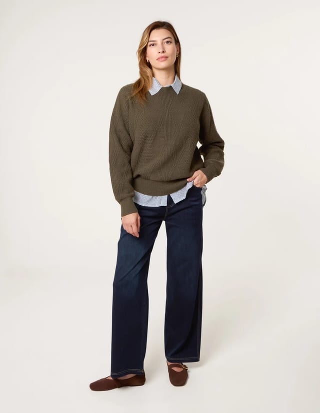 Blue Vanilla Argyle Texture Knit Jumper - 2