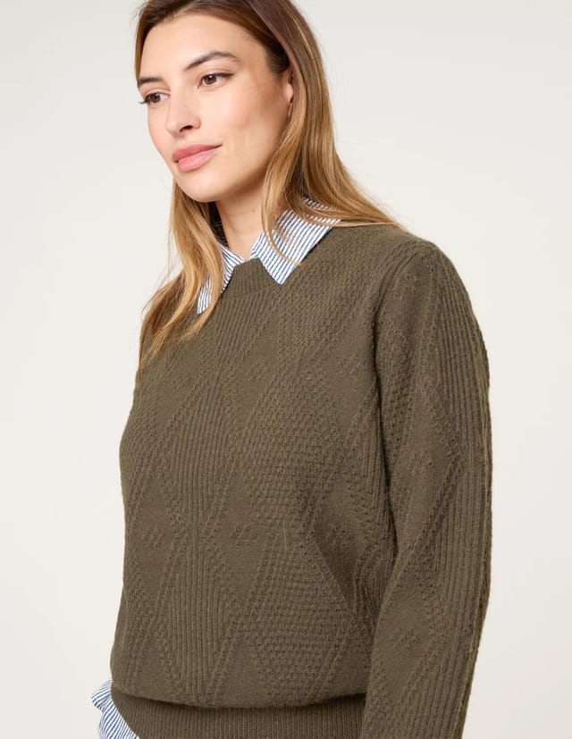 Blue Vanilla Argyle Texture Knit Jumper - 3