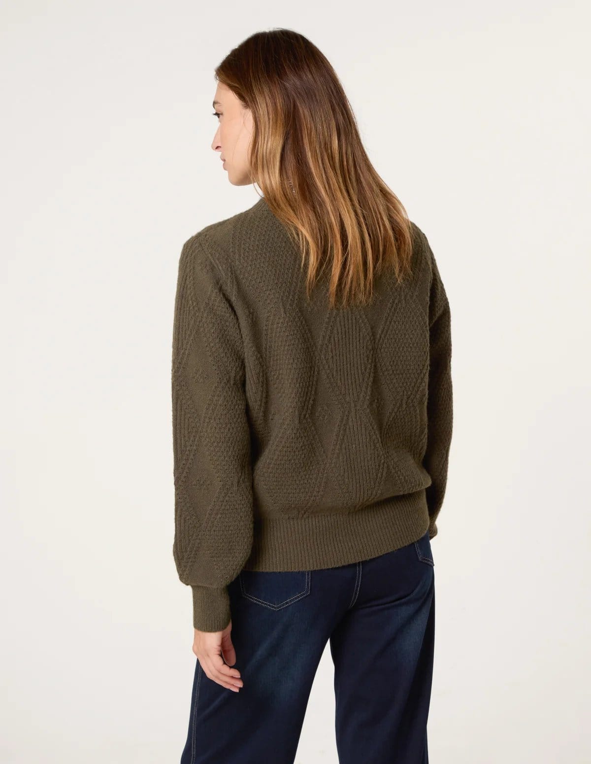 Blue Vanilla Argyle Texture Knit Jumper - 4