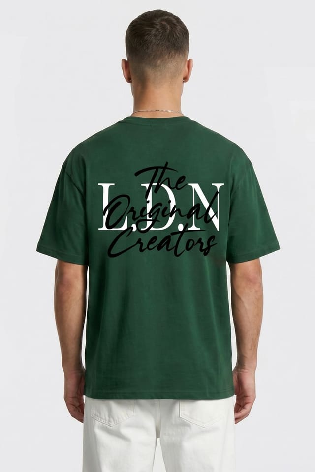 LONDON ATTITUDE LONDON ATTITUDE Men's Original Creators Oversized Heavyweight Streetwear Graphic T-Shirt in Green - 3