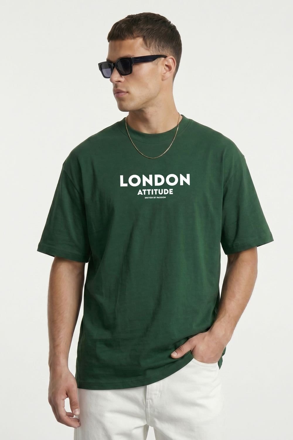 LONDON ATTITUDE LONDON ATTITUDE Men's Original Creators Oversized Heavyweight Streetwear Graphic T-Shirt in Green - 4