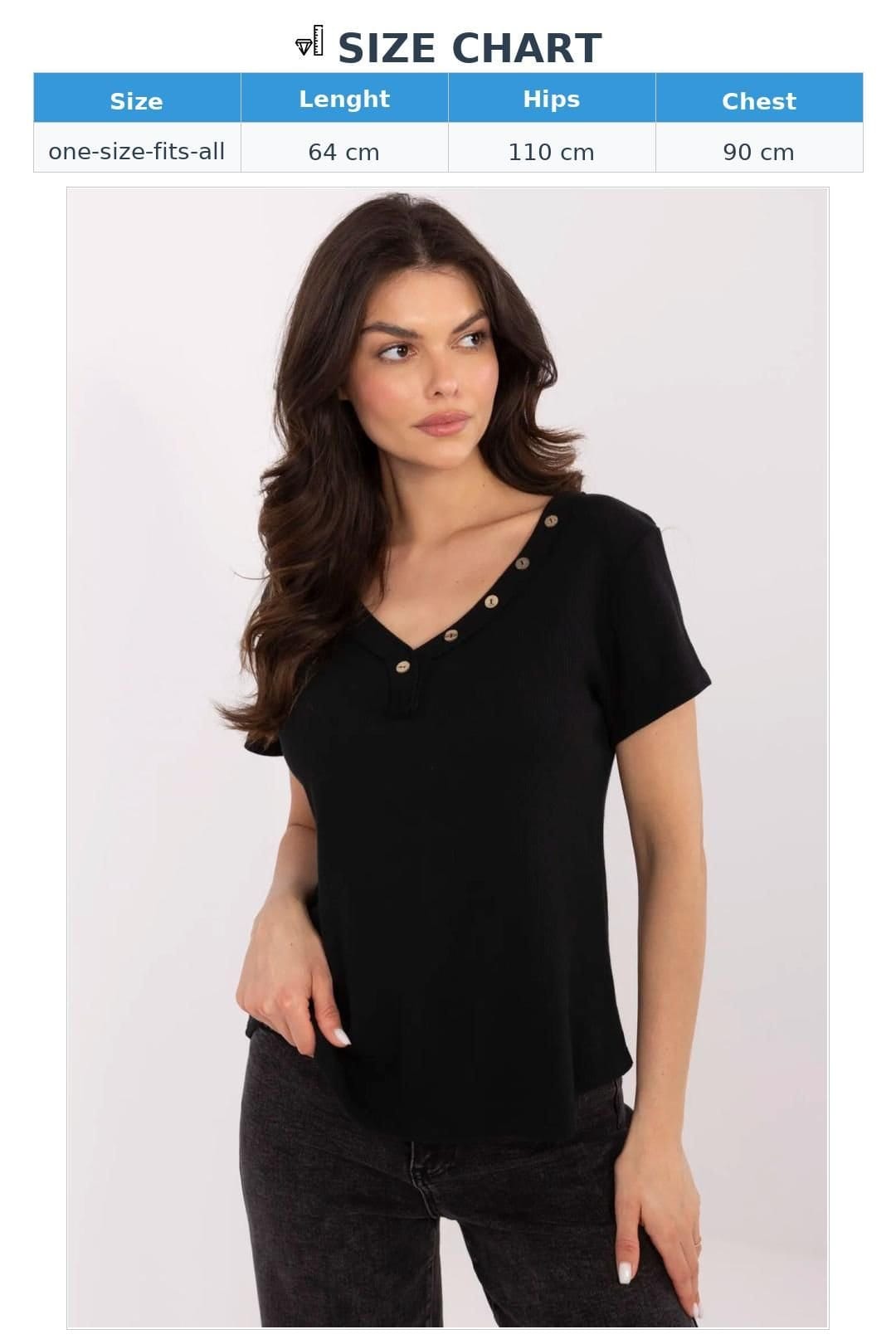 Love Lace Love Lace Women's Fitted Cotton Elastane V Neck Blouse Style 210045 in Black - 4