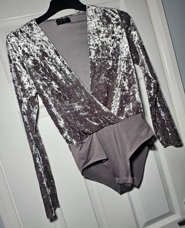 Zara Zara silver velvet bodysuit size small
