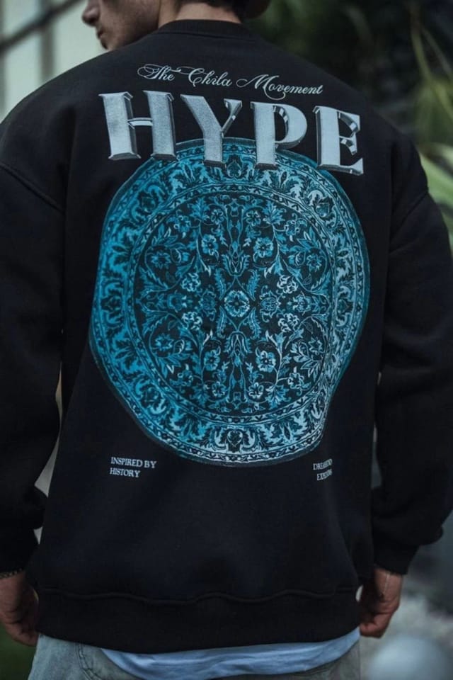 Janes Janes Men's Oversized Crew Neck Printed Sweatshirt in Black - 3
