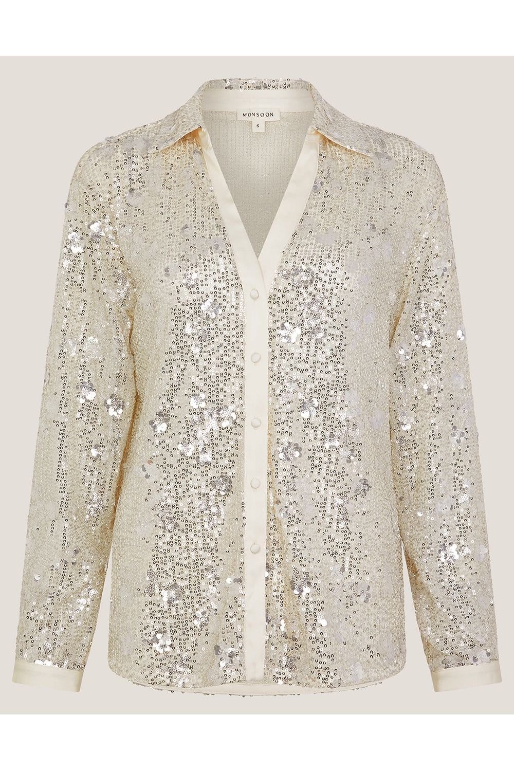 Monsoon Monsoon Women's Seema Sequin Shirt Silver - 4