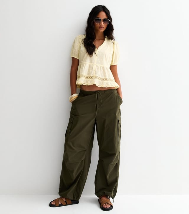 New Look Women's Light Yellow Speckled Lace Tea Blouse New Look - 3