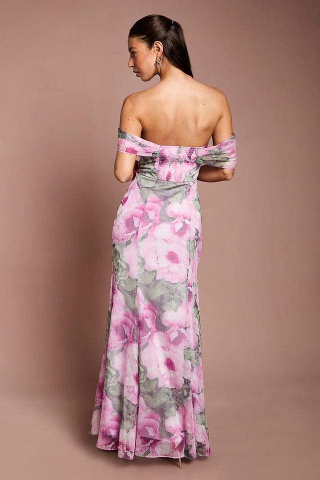 Coast Coast Women's Floral Bardot Maxi Dress in Pink - 3