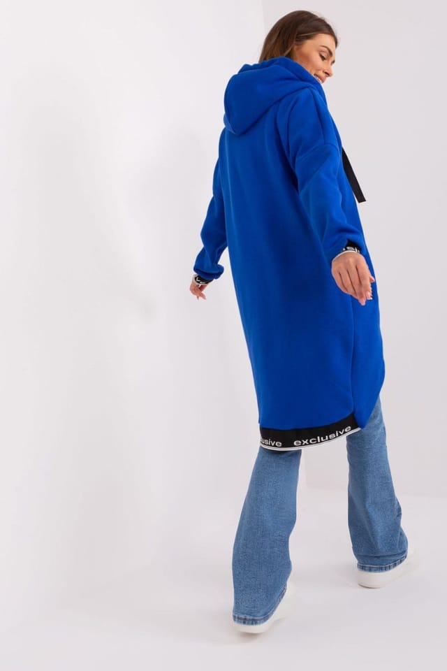 Love Lace Love Lace Women's Soft Cotton Hooded Zip Pockets Sweatshirt in Blue - 3