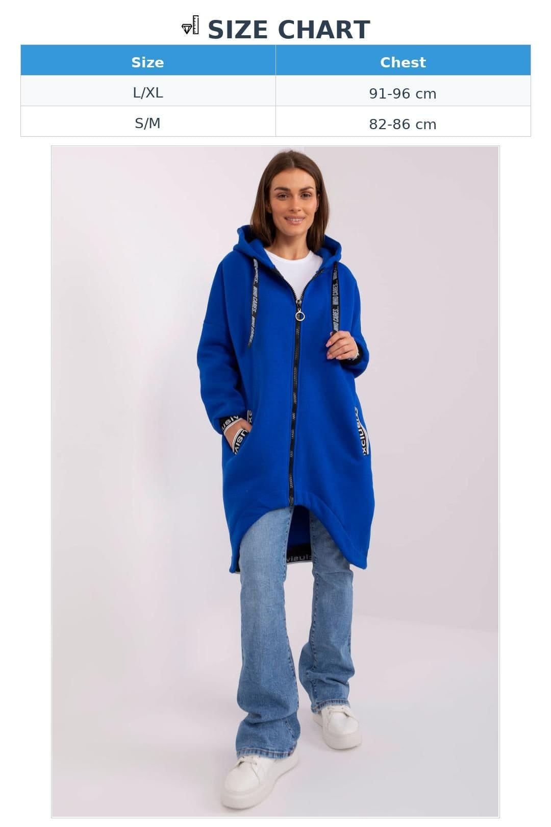 Love Lace Love Lace Women's Soft Cotton Hooded Zip Pockets Sweatshirt in Blue - 4
