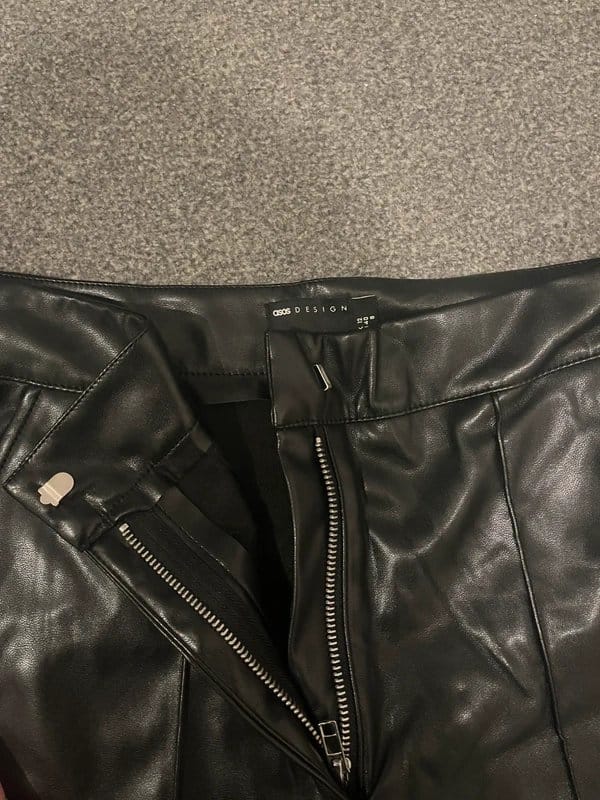 ASOS Black Leather Look Straight Leg Trousers