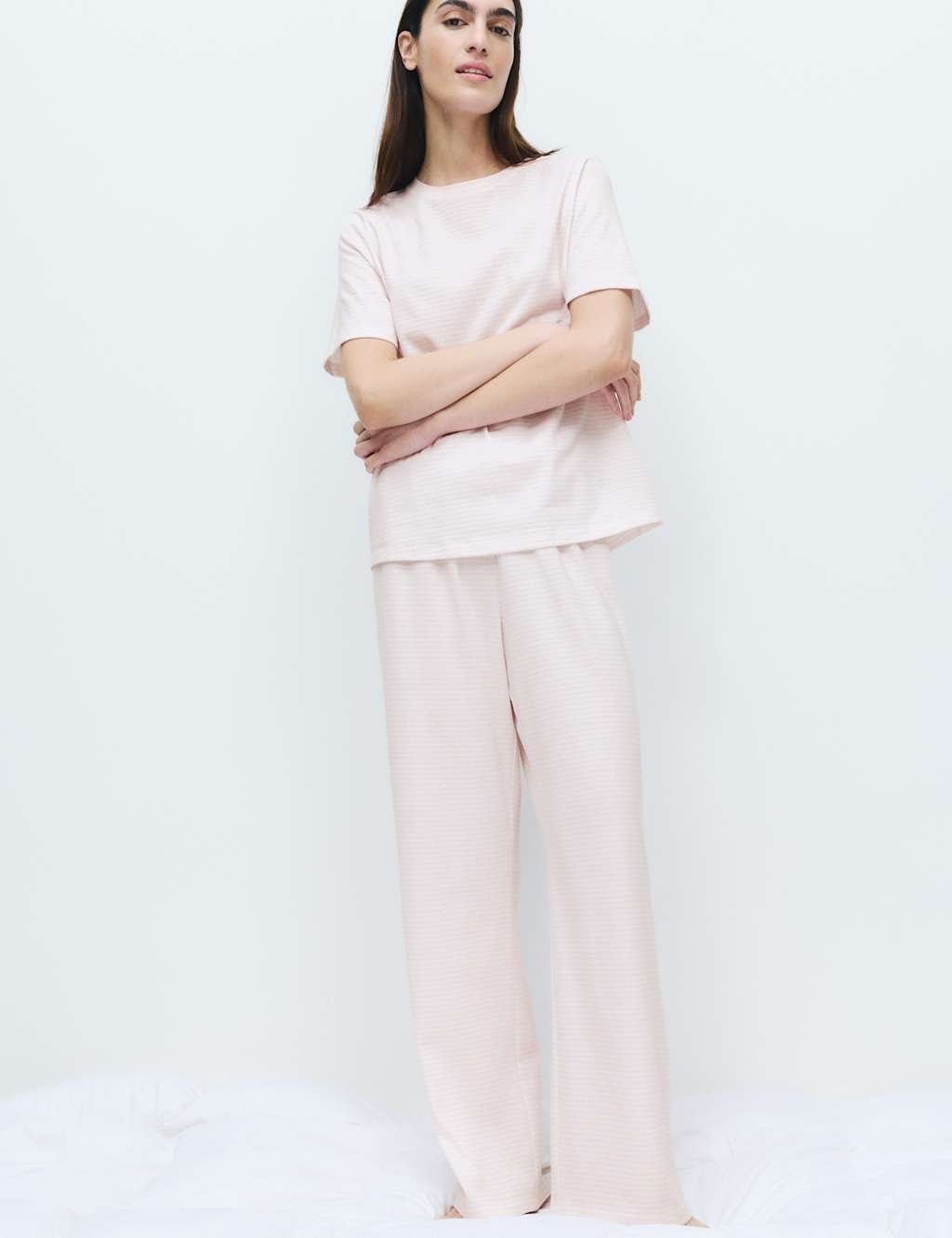 Marks & Spencer M&S Pure Cotton Printed Pyjama Set Light Pink Mix - 4