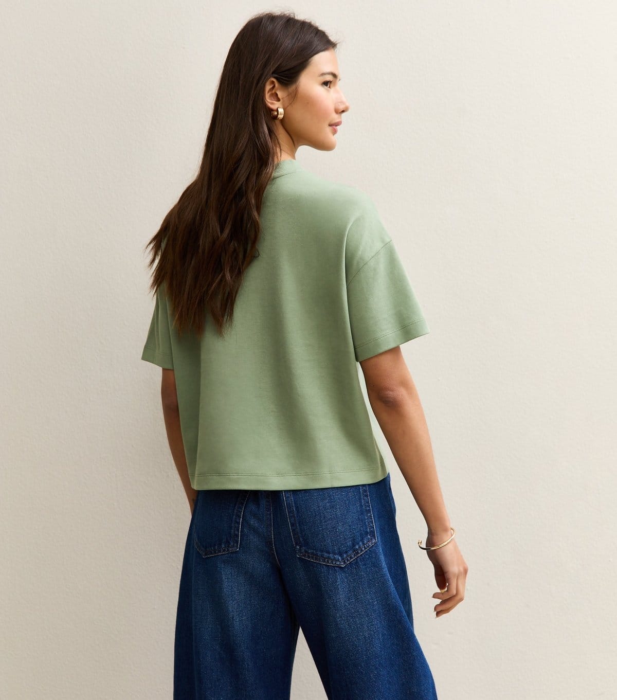 New Look Women's Premium Light Khaki Heavyweight Cotton Boxy Fit T-Shirt New Look - 4