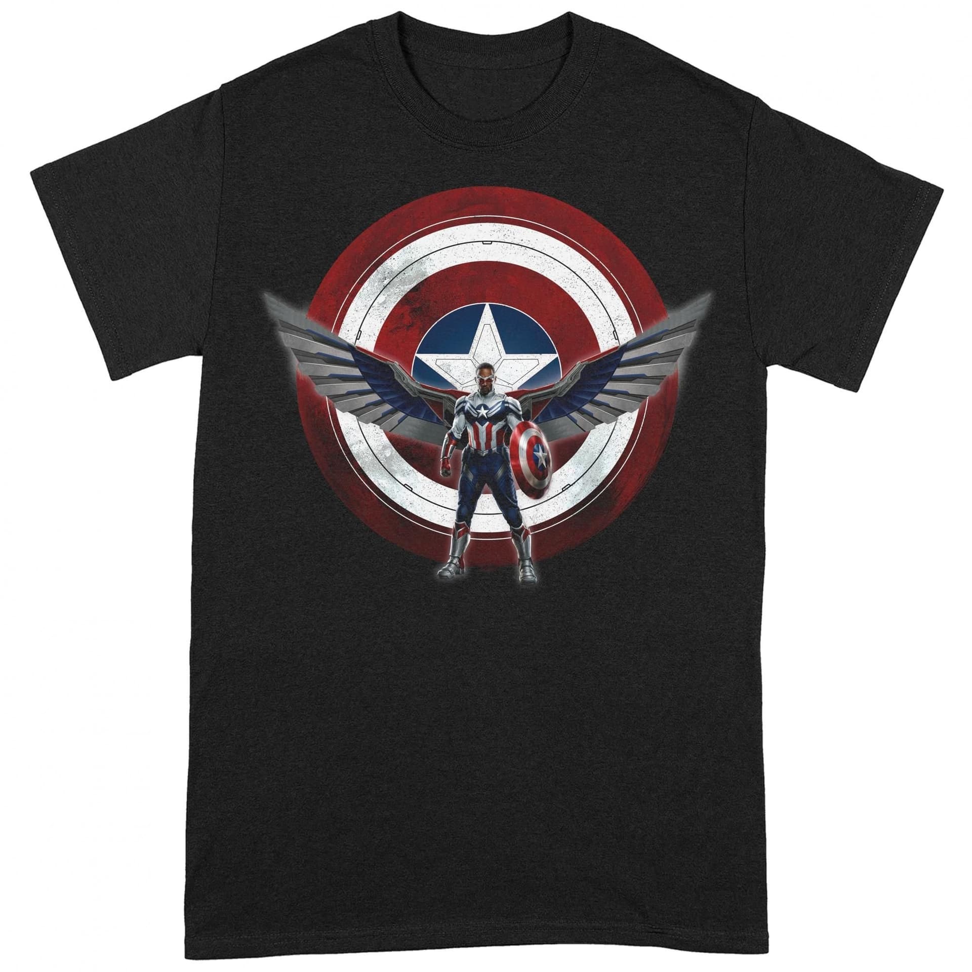 The Falcon and The Winter Soldier The Falcon and The Winter Soldier Men's Shield Chest Pose Captain America T-Shirt in Black